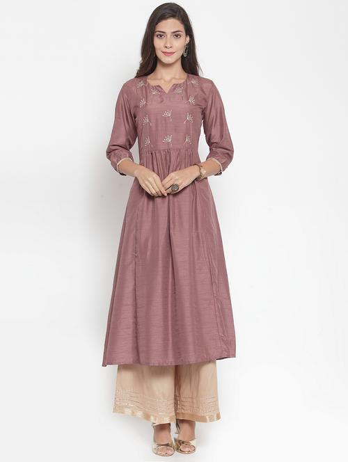 embroidered kurta palazzo set - 16630325 - Very Small Image - 1