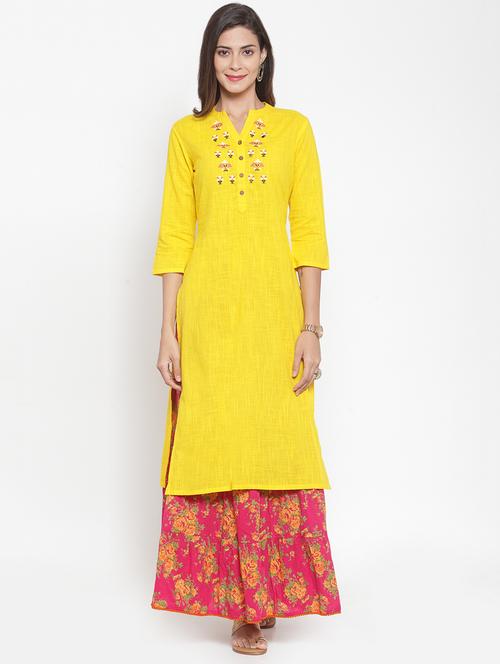 embroidered kurta skirt set - 16630326 - Very Small Image - 1