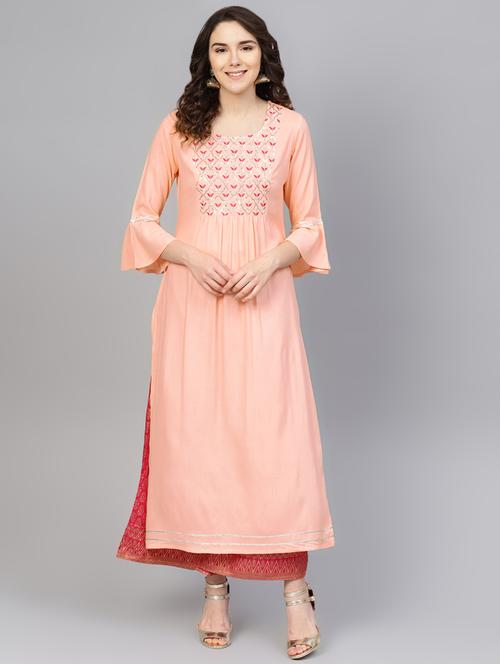 embroidered kurta palazzo set - 16630347 - Very Small Image - 1