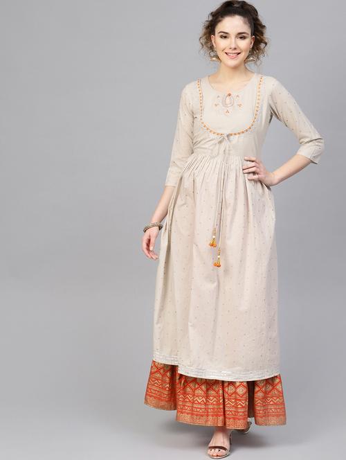 embroidered kurta skirt set - 16630349 - Very Small Image - 1