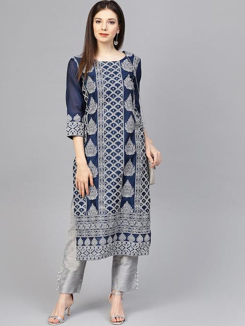 chikankari kurta pant set - 16630355 - Very Small Image - 1