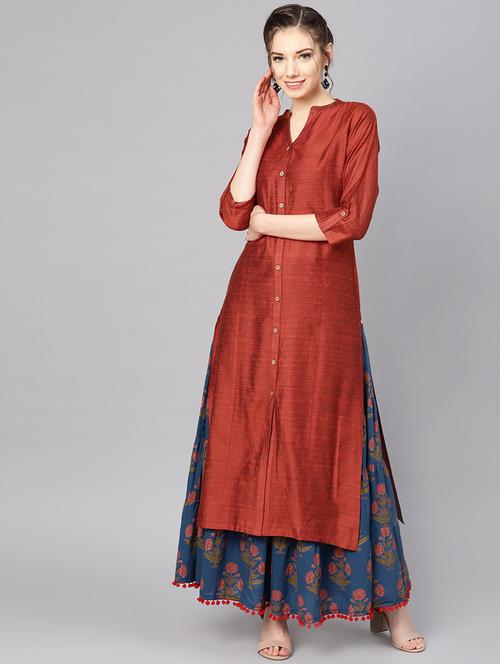 self-design kurta skirt set - 16630364 - Very Small Image - 1