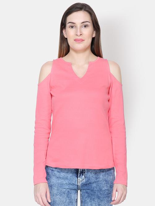 cold shoulder notch neck top - 16630379 - Very Small Image - 1