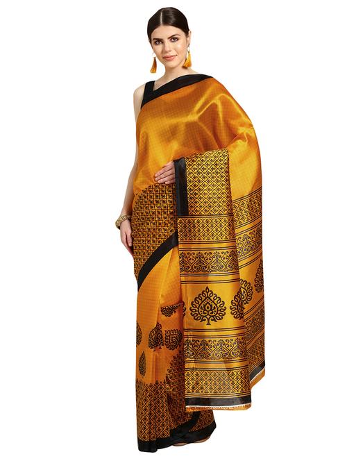 ethnic motifs printed saree with blouse - 16631282 - Very Small Image - 1