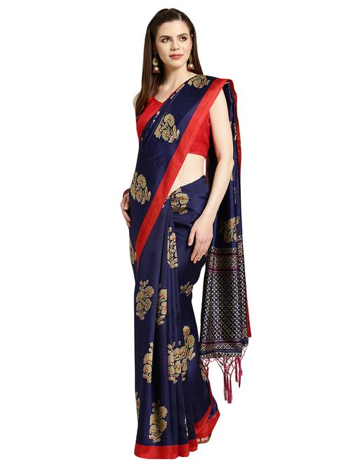 floral printed saree with blouse - 16631292 - Very Small Image - 1