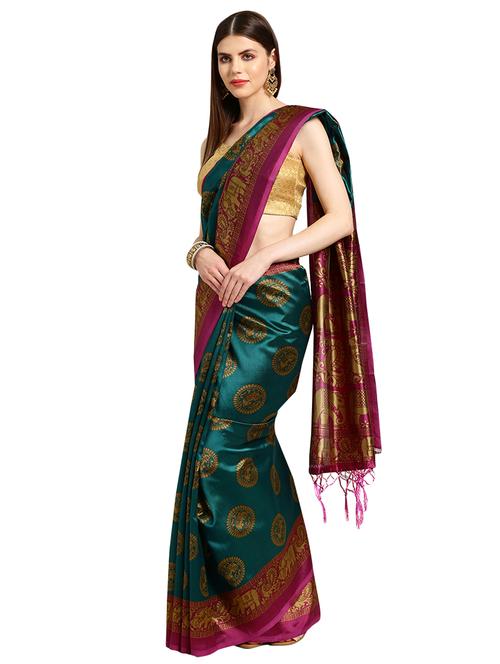 conversational printed saree with blouse - 16631299 - Very Small Image - 1