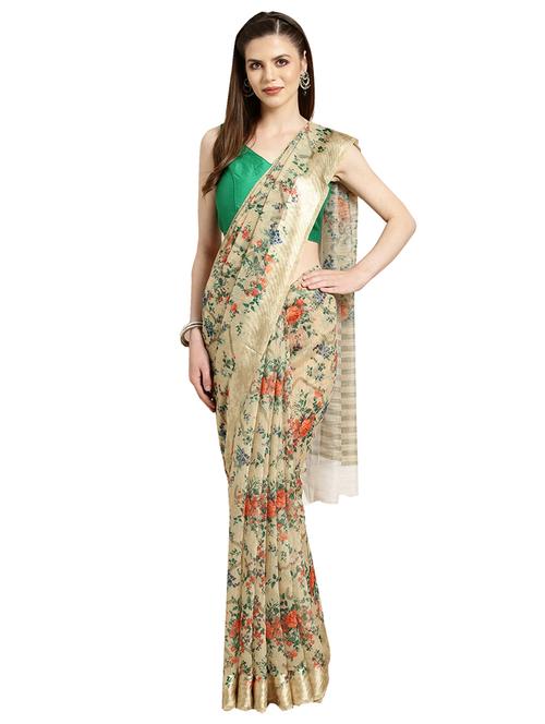 floral printed saree with blouse - 16631302 - Very Small Image - 1
