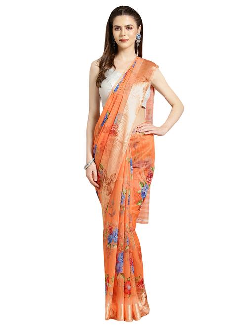 floral printed saree with blouse - 16631304 - Very Small Image - 1