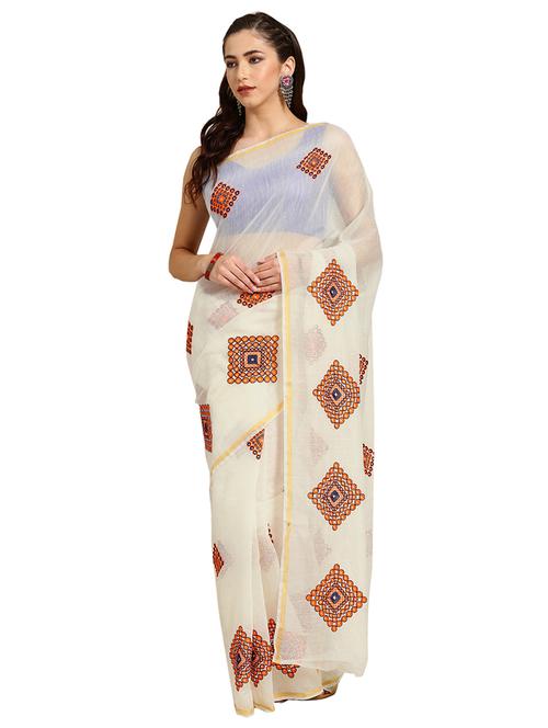 geometric embroidered saree with blouse - 16631308 - Very Small Image - 1