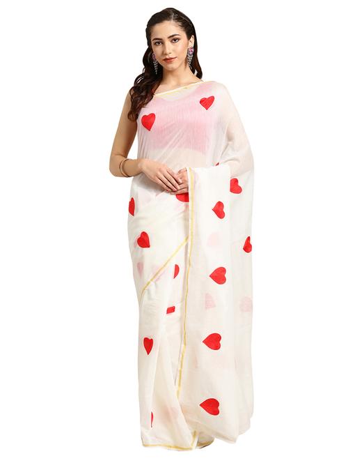 heart shape embroidered saree with blouse - 16631312 - Very Small Image - 1
