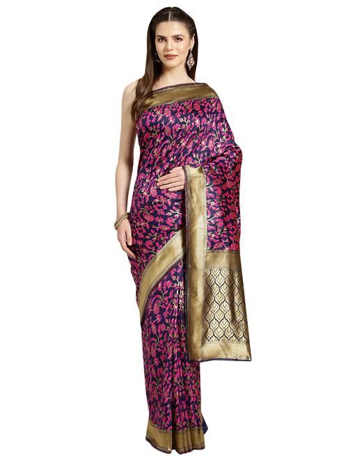 floral woven saree with blouse - 16631316 - Very Small Image - 1