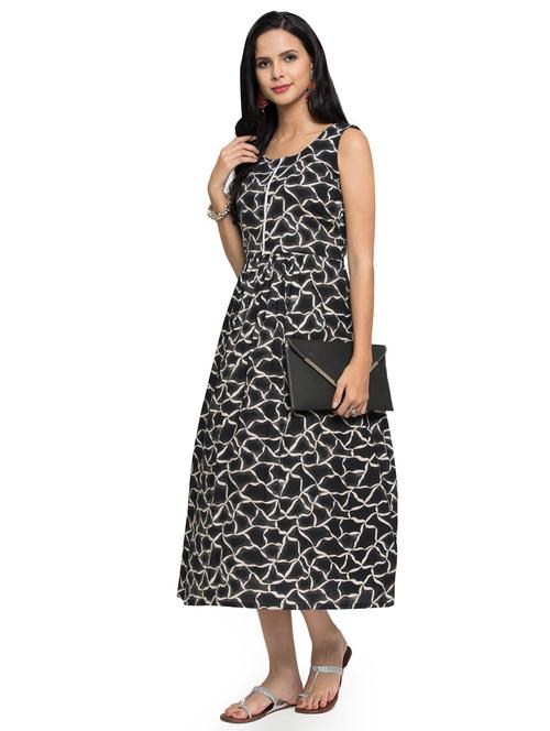 printed a-line ethnic dress - 16632064 - Very Small Image - 1