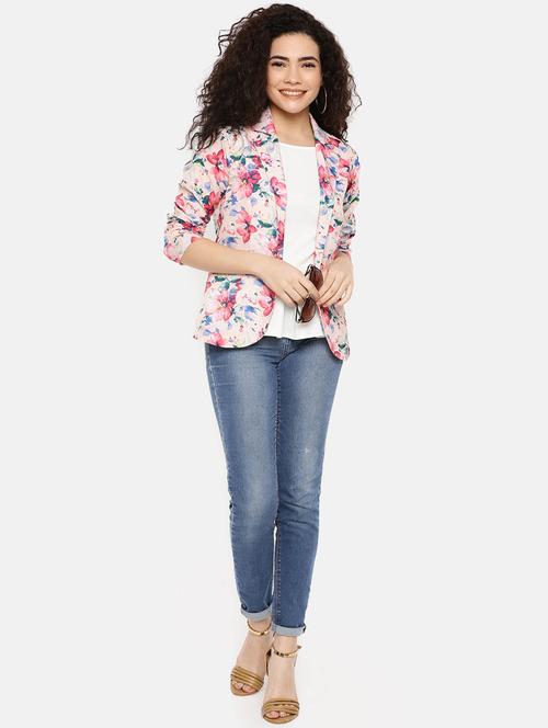 lapel neck floral summer jacket - 16632068 - Very Small Image - 1
