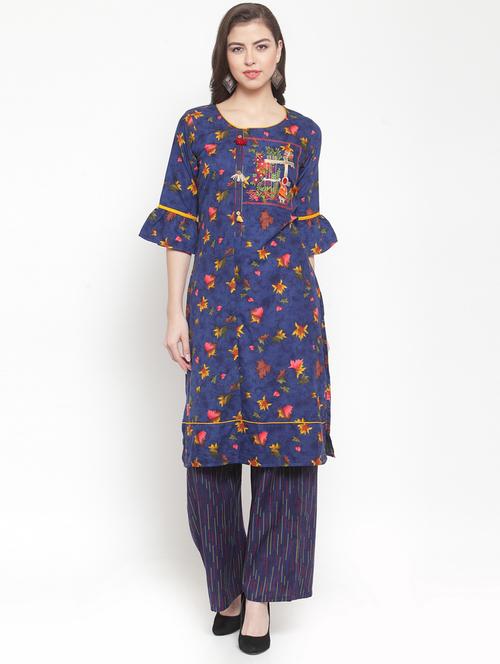 floral kurta palazzo set - 16632104 - Very Small Image - 1