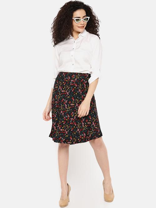high rise floral a-line skirt - 16632287 - Very Small Image - 1