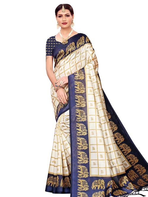 checkered bordered saree with blouse - 16633335 - Very Small Image - 1