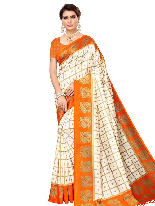 checkered bordered saree with blouse - 16633338 - Very Small Image - 1