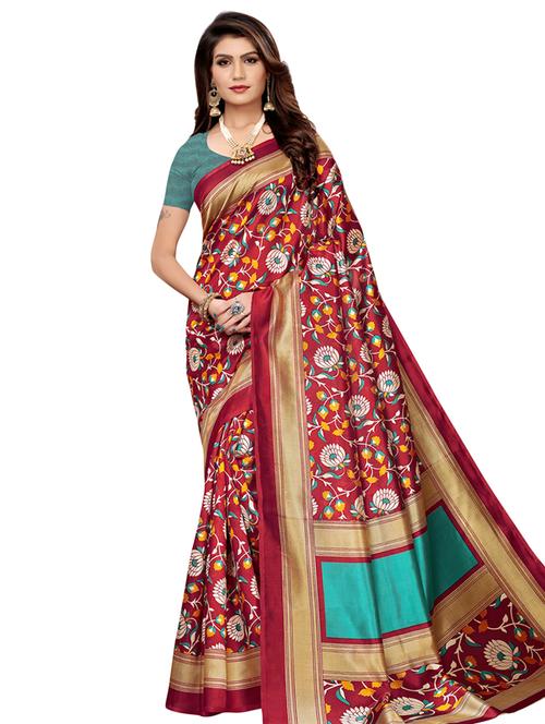 floral printed saree with blouse - 16633359 - Very Small Image - 1
