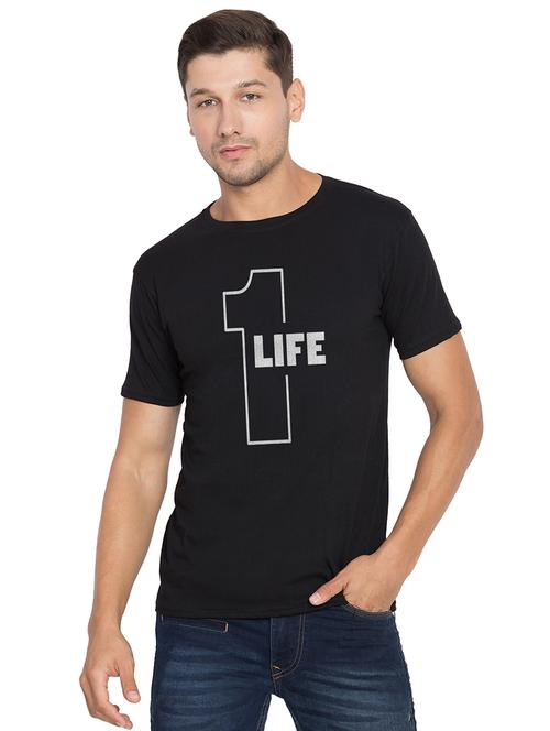 black chest print t-shirt - 16634030 - Very Small Image - 1