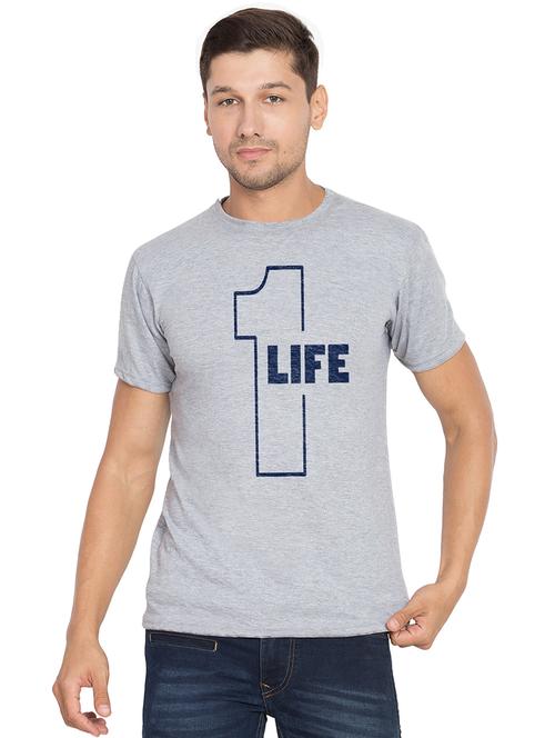 grey chest print t-shirt - 16634036 - Very Small Image - 1
