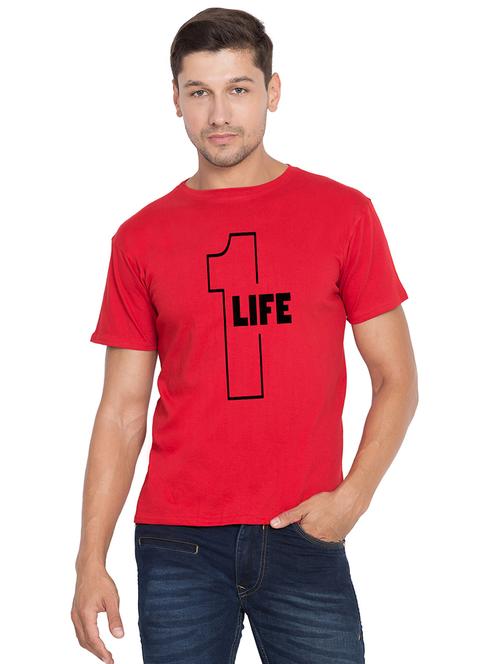 red chest print t-shirt - 16634041 - Very Small Image - 1