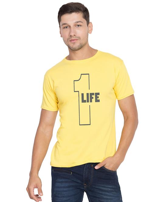 yellow chest print t-shirt - 16634046 - Very Small Image - 1
