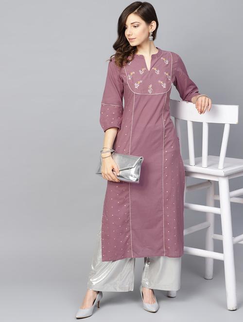 zari embroidered straight kurta - 16634055 - Very Small Image - 1