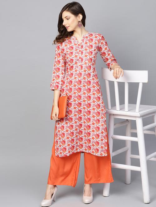 floral printed straight kurta - 16634057 - Very Small Image - 1