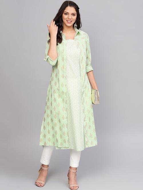 jacket style straight kurta - 16634149 - Very Small Image - 1