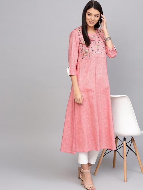 mirror embellished a- line kurta - 16634151 - Very Small Image - 1