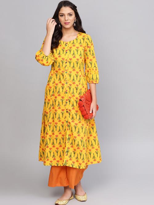 floral printed a-line kurta - 16634153 - Very Small Image - 1