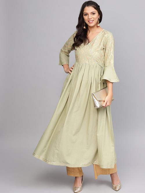 foil printed anarkali kurta - 16634154 - Very Small Image - 1