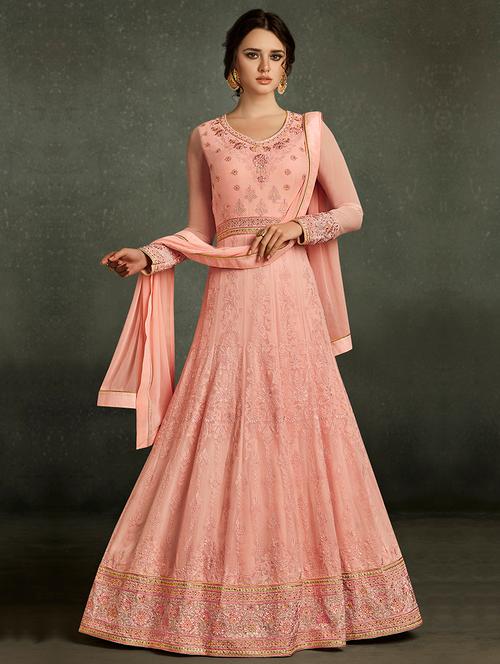 tonal embroidered semi-stitched suit - 16634183 - Very Small Image - 1