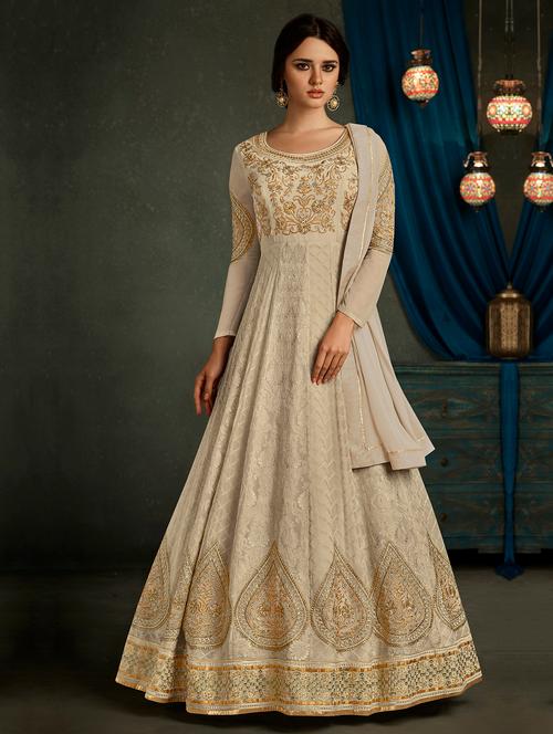 tonal embroidered semi-stitched suit - 16634185 - Very Small Image - 1