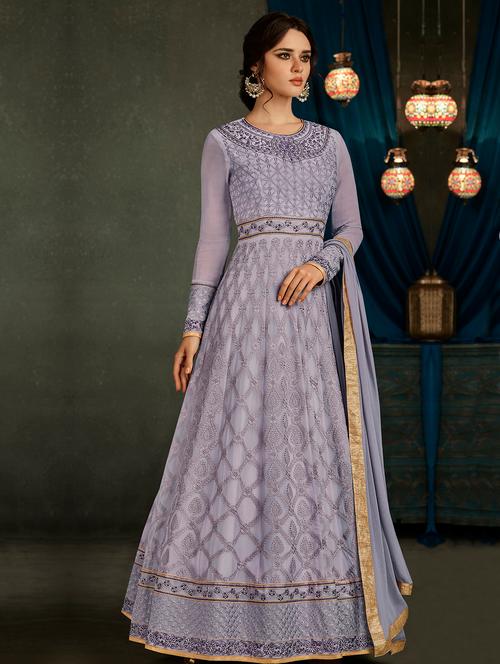 tonal embroidered semi-stitched suit - 16634187 - Very Small Image - 1