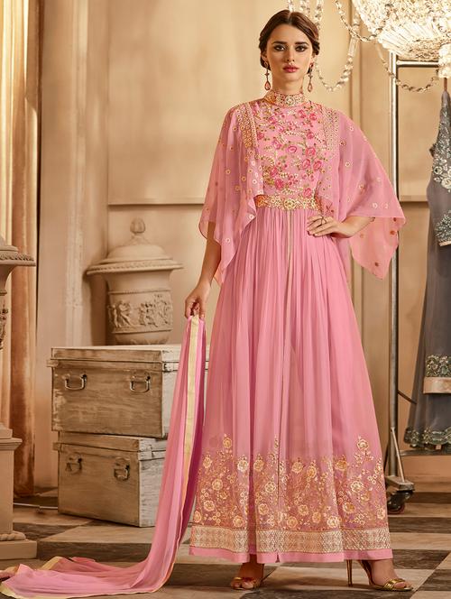 embroidered semi-stitched suit - 16634191 - Very Small Image - 1