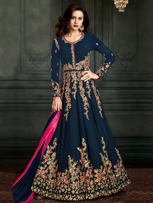 embroidered semi-stitched suit - 16634195 - Very Small Image - 1