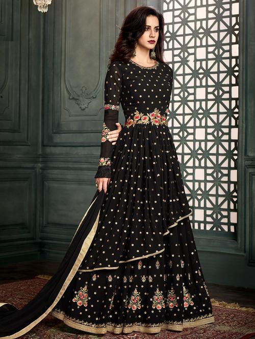 embroidered semi-stitched suit - 16634197 - Very Small Image - 1