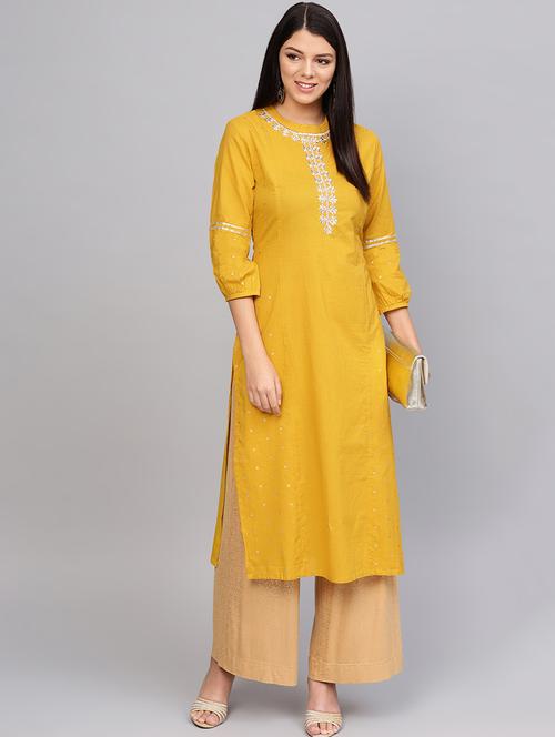 zari embroidered straight kurta - 16634217 - Very Small Image - 1