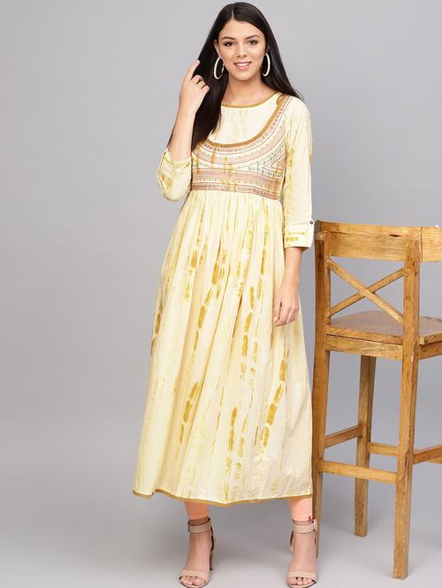 yoke embroidered anarkali kurta - 16634221 - Very Small Image - 1
