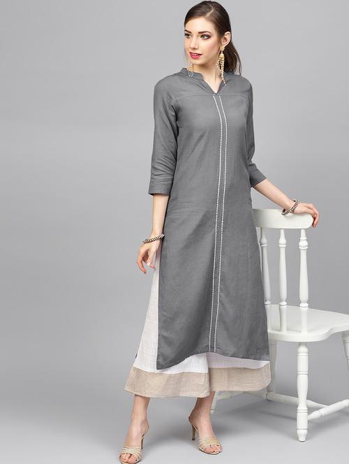 solid kurta palazzo set - 16634246 - Very Small Image - 1