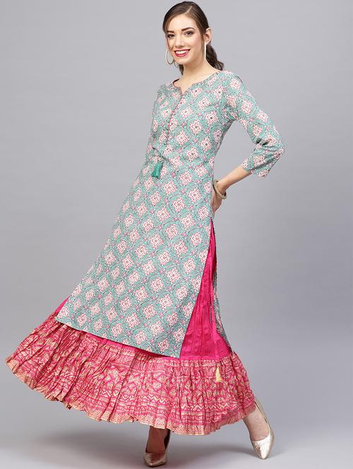 printed kurta palazzo set - 16634249 - Very Small Image - 1