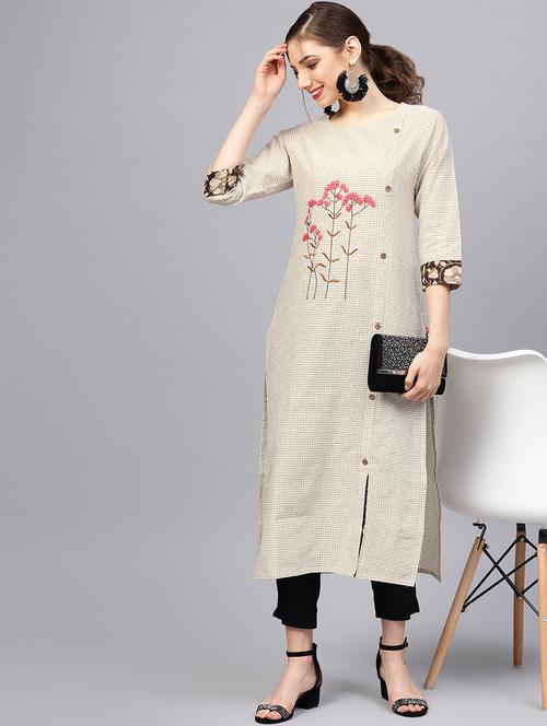 checkered kurta palazzo set - 16634252 - Very Small Image - 1