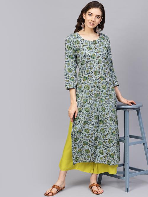 floral kurta palazzo set - 16634257 - Very Small Image - 1