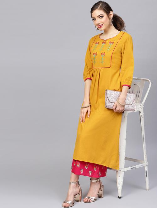 embroidered kurta palazzo set - 16634272 - Very Small Image - 1