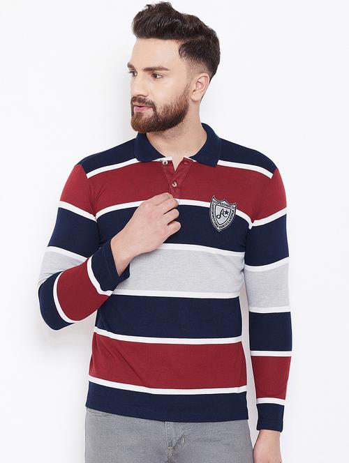 multi colored striped collared t-shirt - 16634460 - Very Small Image - 1