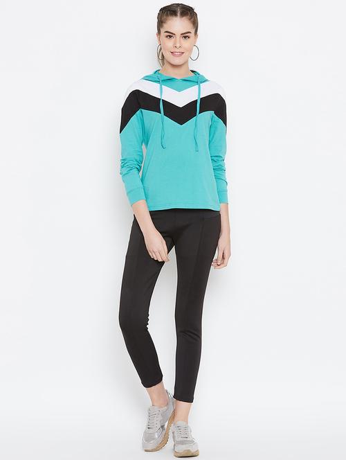 long sleeved color block hooded sweatshirt - 16634609 - Very Small Image - 1
