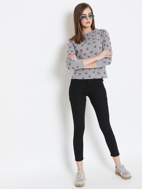 crew neck quirky print top - 16634621 - Very Small Image - 1