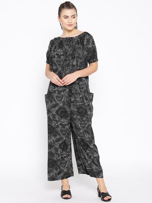 tie back abstract full leg jumpsuit - 16635158 - Very Small Image - 1