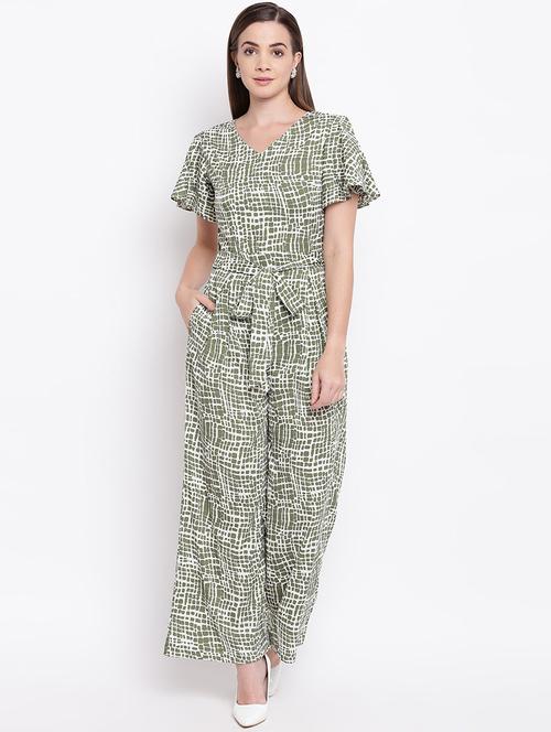 tie front printed jumpsuit - 16635166 - Very Small Image - 1